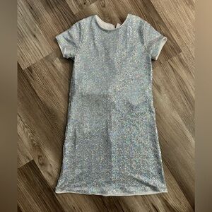 Girls Calvin Klein Silver Sequin Midi Dress Sz 8